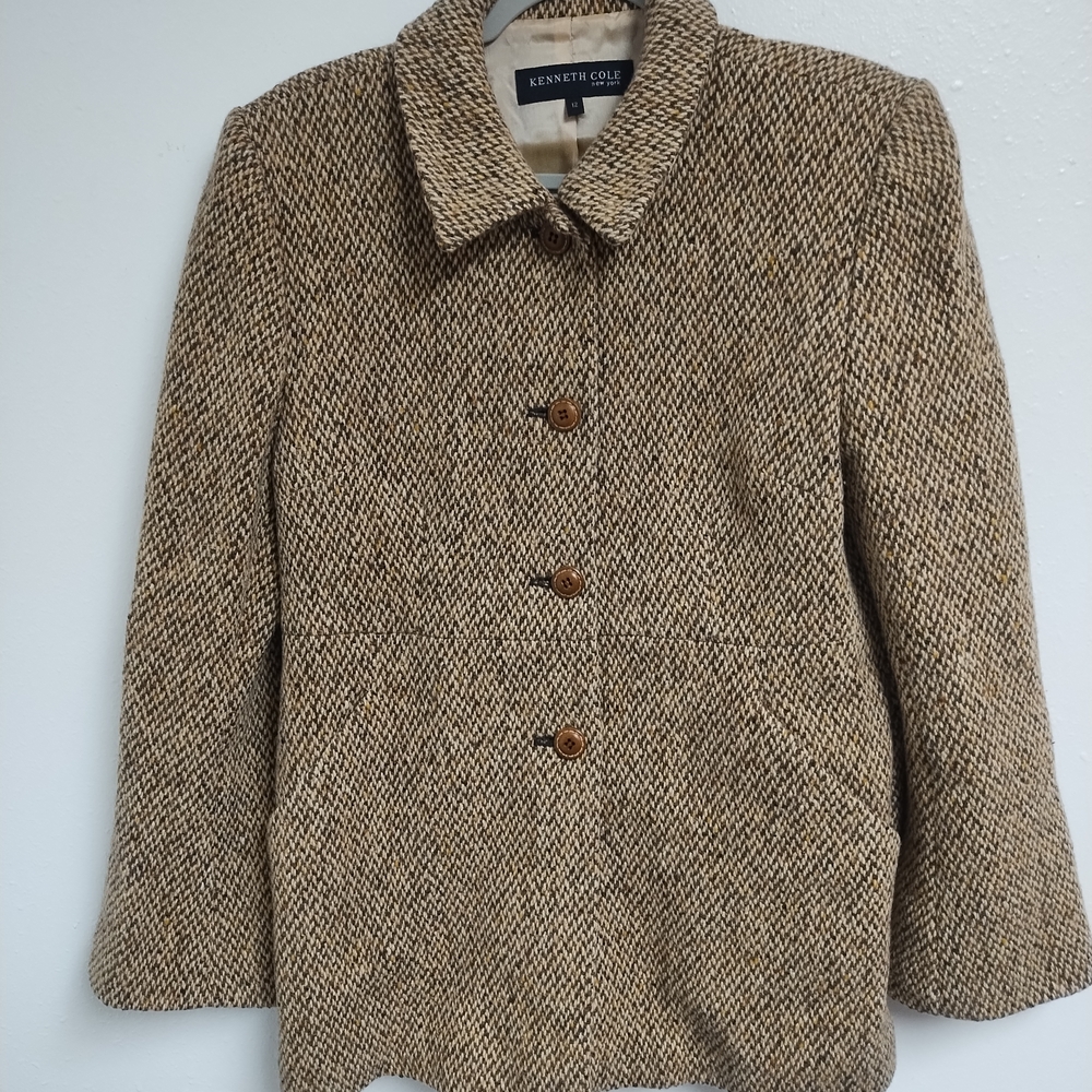 Kenneth Cole Women's Brown Tweed Pea Coat